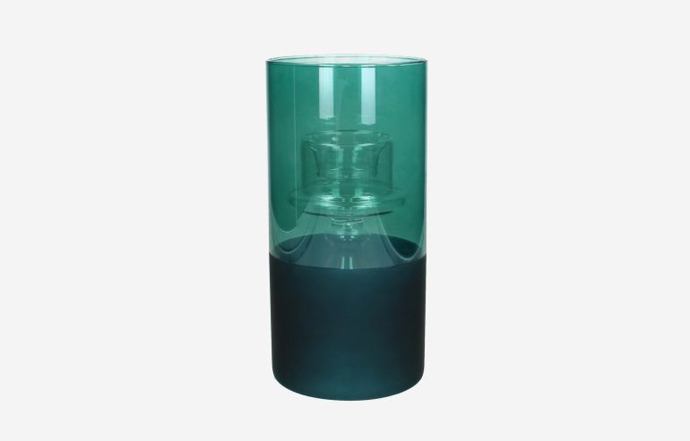 Green glass candleholder