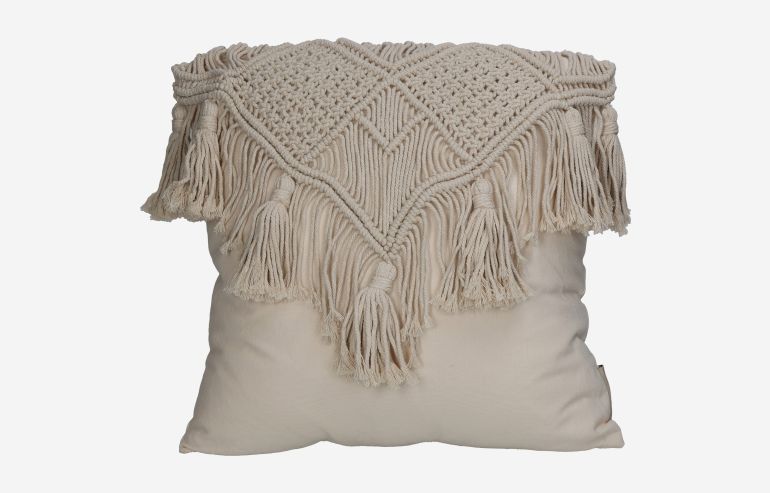 Natural macrame cushion